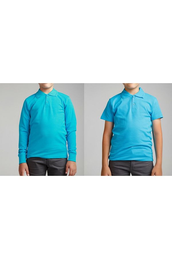 FATELLA Unisex Children s Short Long Sleeve Normal Pattern Polo Collar Solid Color School Combed Cotton Lacoste T shirt Pack of 2