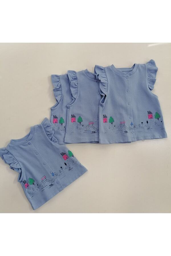 ÖZLEM BEBE Mutlu Doğa Mavi Kız Yelek