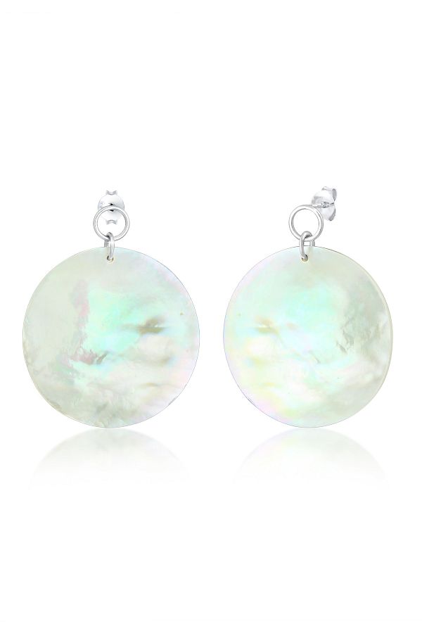 ELLI-Ohrringe Hänger Perlmutt-Plättchen Schimmernd 925 Silber 1
