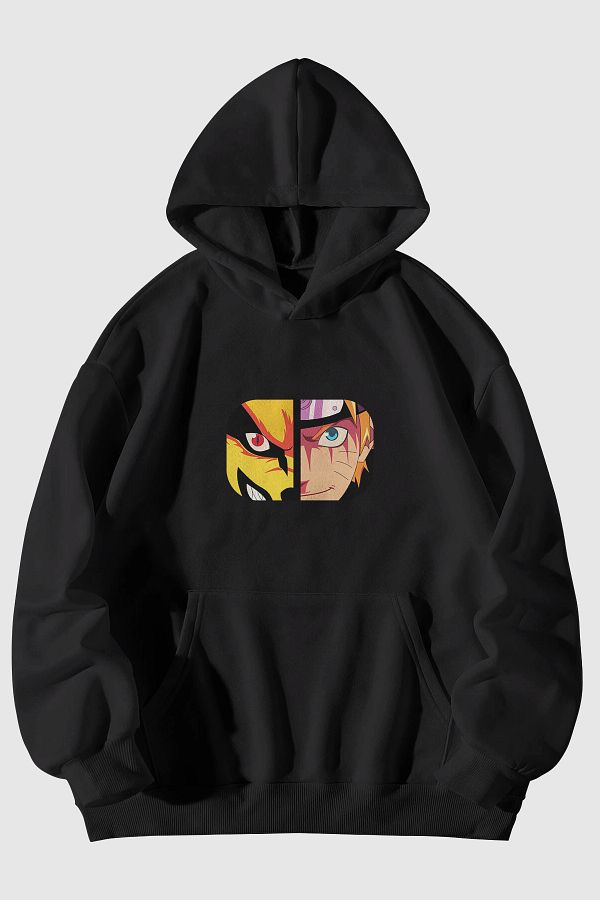 Harmandar Naruto Nine Tailed Fox Printed Unisex Kangaroo Pocket Hooded Sweatshirt Hoodie Trendyol