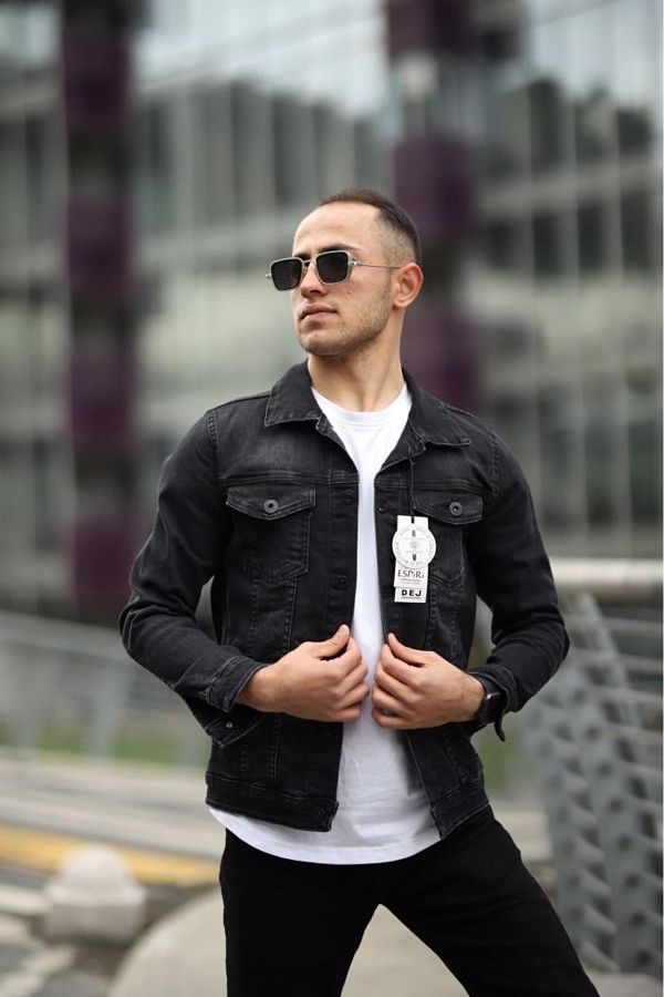 Mens muscle fit denim jacket discount
