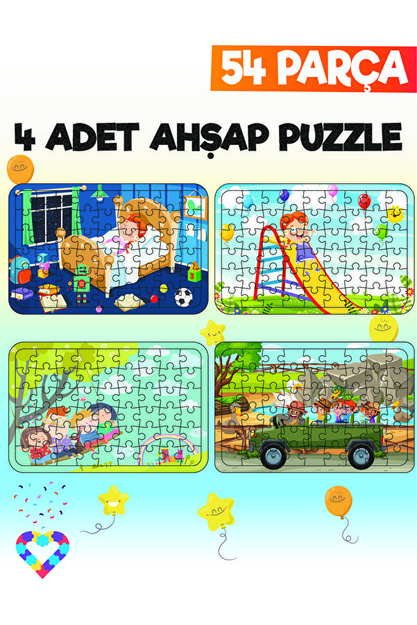esatoys 54 Parçalı Montessori Ahşap Puzzle – 6 Yaş Üzeri Eğitici Oyuncak