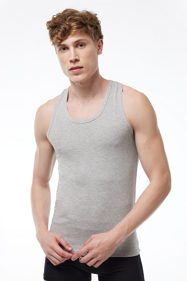 Malabadi-Men's Gray 2-Pack Cotton Elastane Rambo Sports Undershirt 094 1