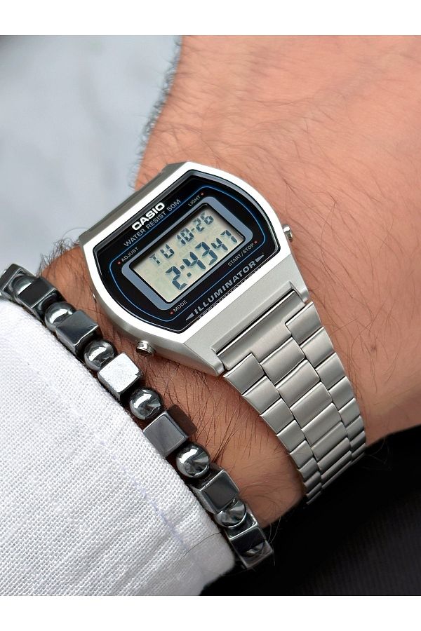 Casio Silver Color Retro Digital Steel Band Illuminator Lighting Men s Wristwatch BRACELET WITH GIFT Trendyol