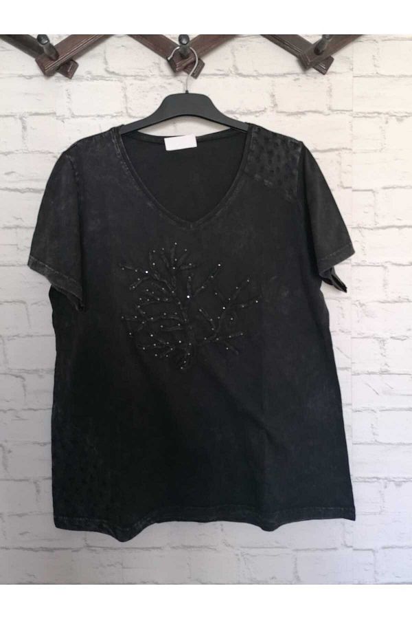 anne moda ankara-Tree patterned 100% cotton grinded glittering short-sleeved localization 1