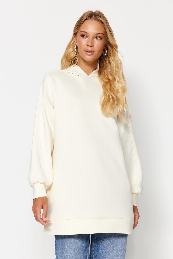 Trendyol Modest-Wide Fit Scuba Strick-Sweatshirt - Kapuzenjacke und Tasche, TCTAW22TW0151 1