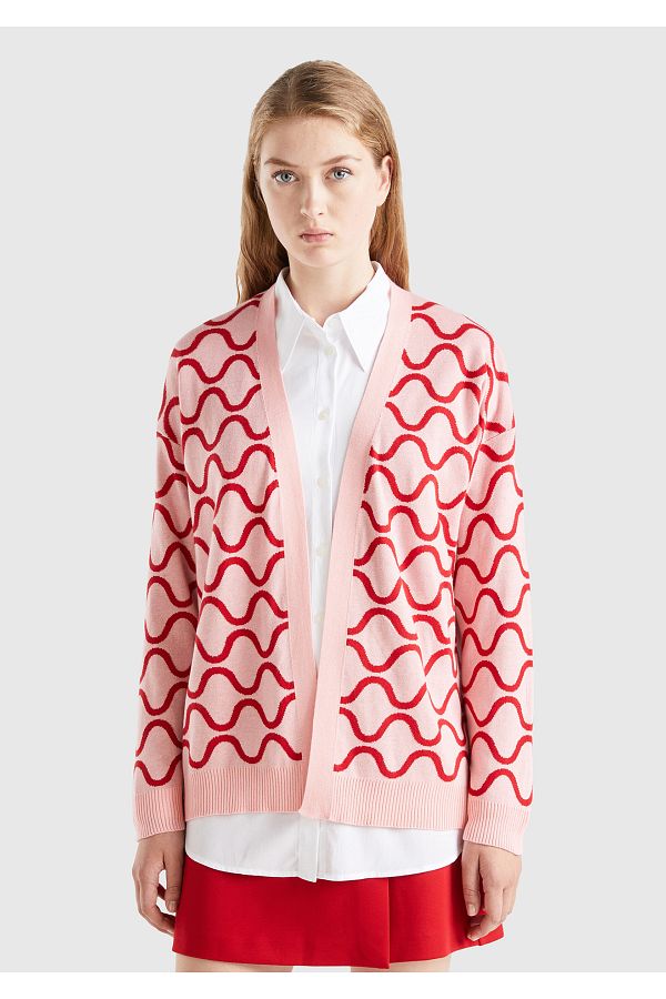 United Colors of Benetton Pink Women s Cardigan 03z Koton Diamond Pattern Trendyol