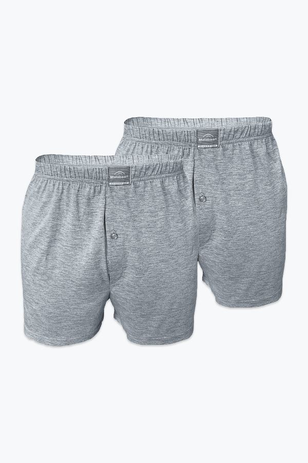 Malabadi-Ανδρικό γκρι 2 πακέτο Wide Fit 100% Cotton Boxers 024 1