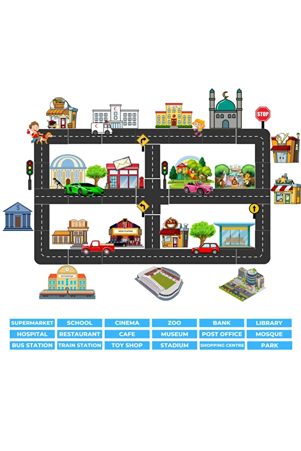 MUTLUTECH 3D-3.فئة اللغة الإنجليزية 7مجموعة اللباد المغناطيسية Unit In My City 1