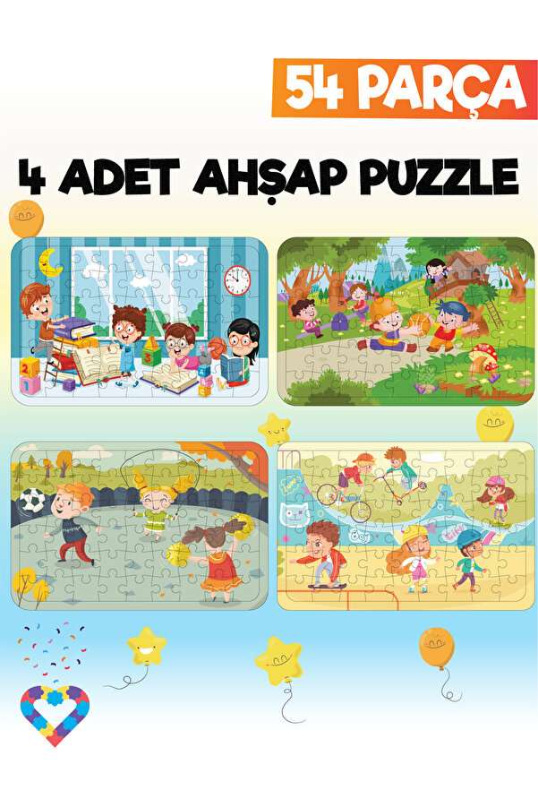esatoys 54 Parçalı Montessori Ahşap Puzzle – 6 Yaş Üzeri Eğitici Oyuncak