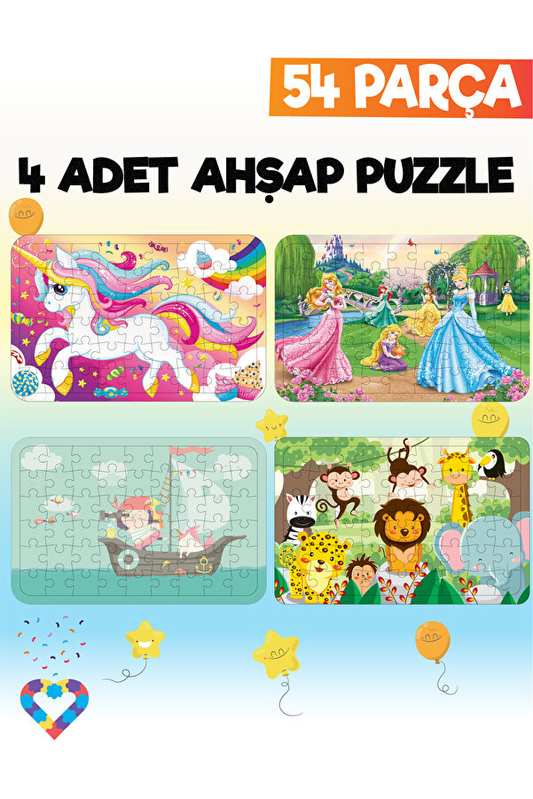 esatoys 54 Parçalı Montessori Ahşap Puzzle – 6 Yaş Üzeri Eğitici Oyuncak