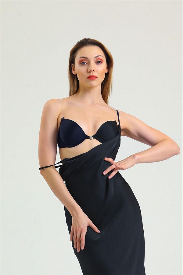 Magic Form-Black Front Clip Back and Strap Push-Up Bra with Transparent Sponge C2T0N3O0 1