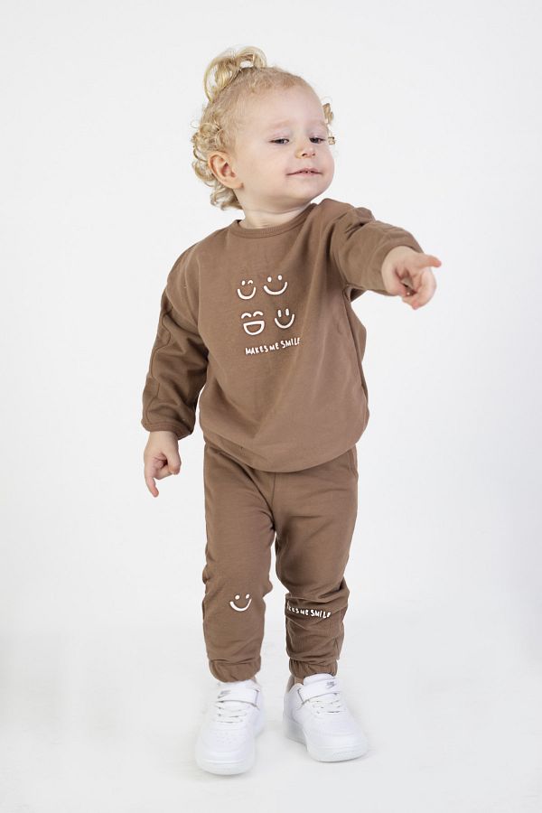 HAR KA K DS Baby Boy Child Two Thread Fabric Medium Thickness Knitted Basic Bottom Top Tracksuit Set Trendyol