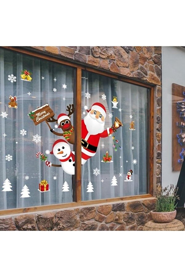 Think And Print NOEL BABA I GEYİK I Karlı Şehir Yılbaşı Sticker Seti I Çocuk & Bebek Odası Cam Duvar Dekorasyonu