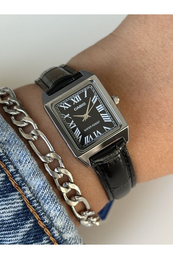 Casio Brand Square Dial Black Leather Strap Roman Numeral Wristwatch Bracelet Trendyol
