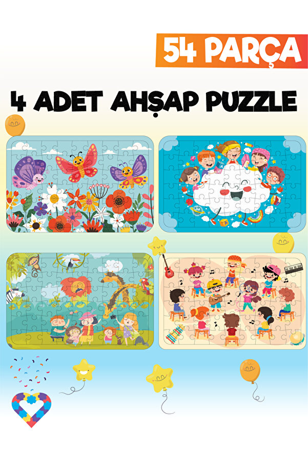 esatoys 54 Parçalı Montessori Ahşap Puzzle – 6 Yaş Üzeri Eğitici Oyuncak