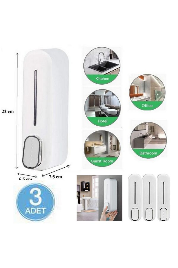 mrtbilisim-3 bucăți cabină de duș dozator de săpun sticlă de șampon model manual 350 ml dozator de săpun culoare albă apăsare 1