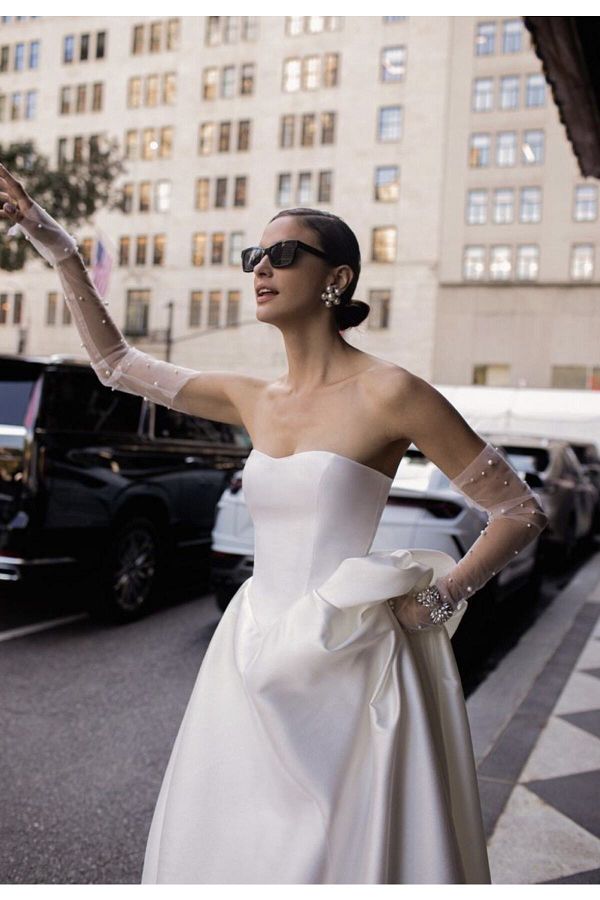 Off white wedding gloves deals