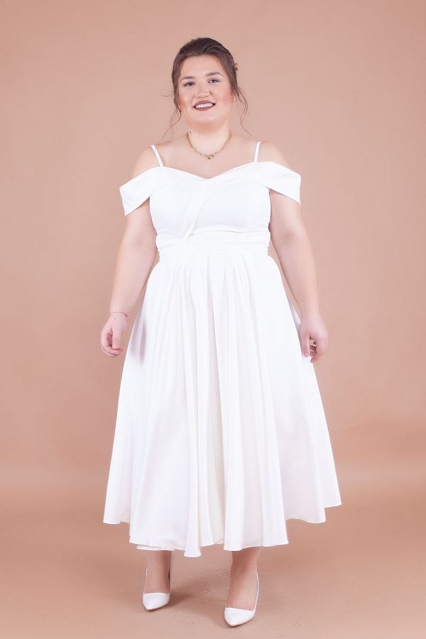 White midi dress plus size cheap