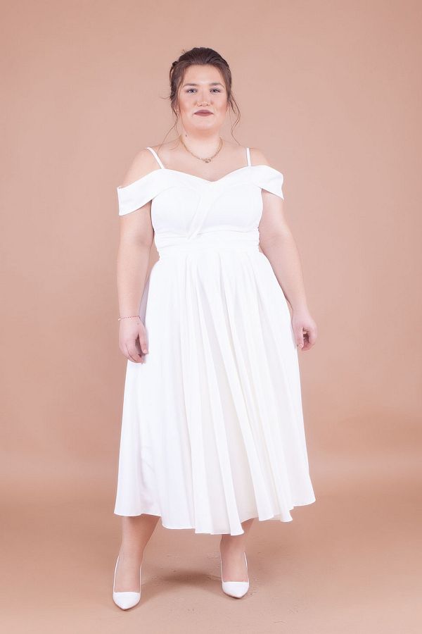 White midi dress plus size outlet