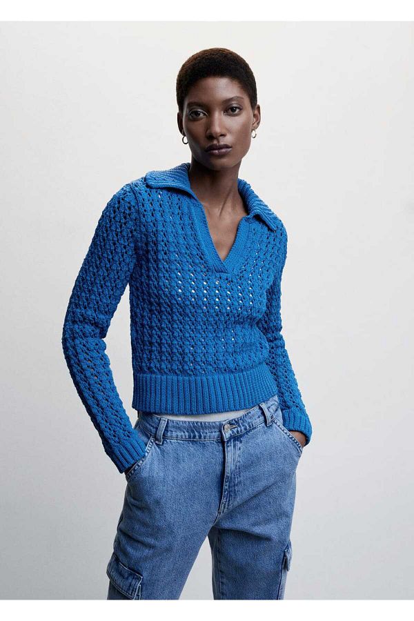 MANGO Sweater Vest Blue Regular fit Trendyol