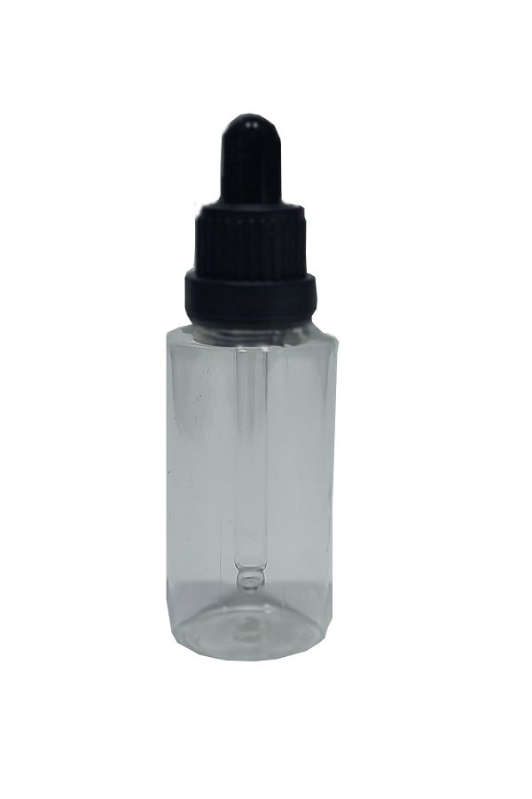Paradise-2pcs transparent Bottle pet Dropper 50ml with black color lid 1