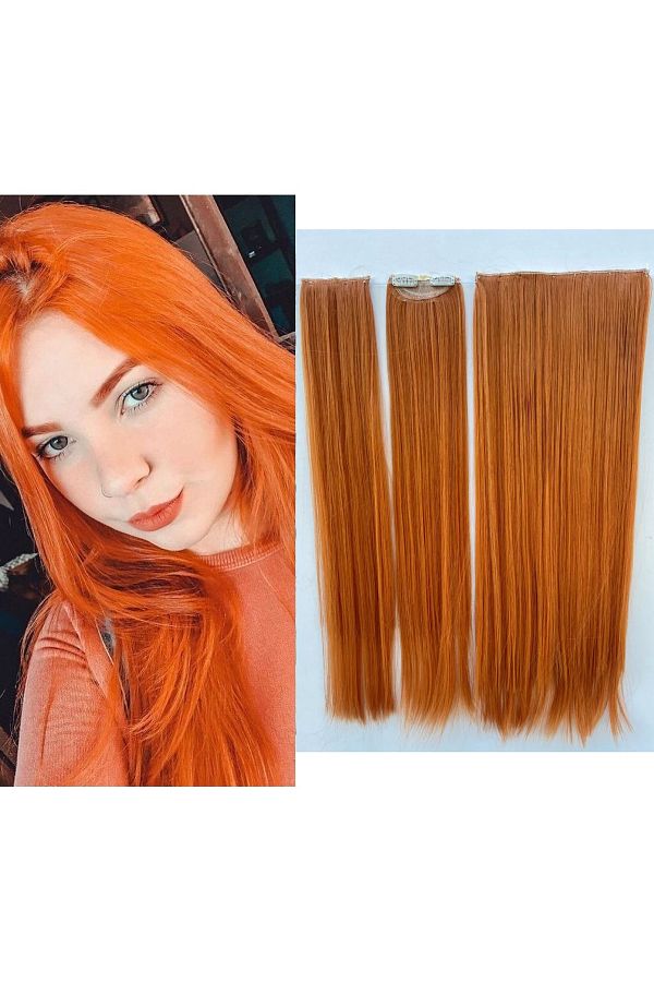 REMY HA R Copper Straight Long Half Moon Hair 3 Pieces Snap 65cm190 grVIP Series Trendyol
