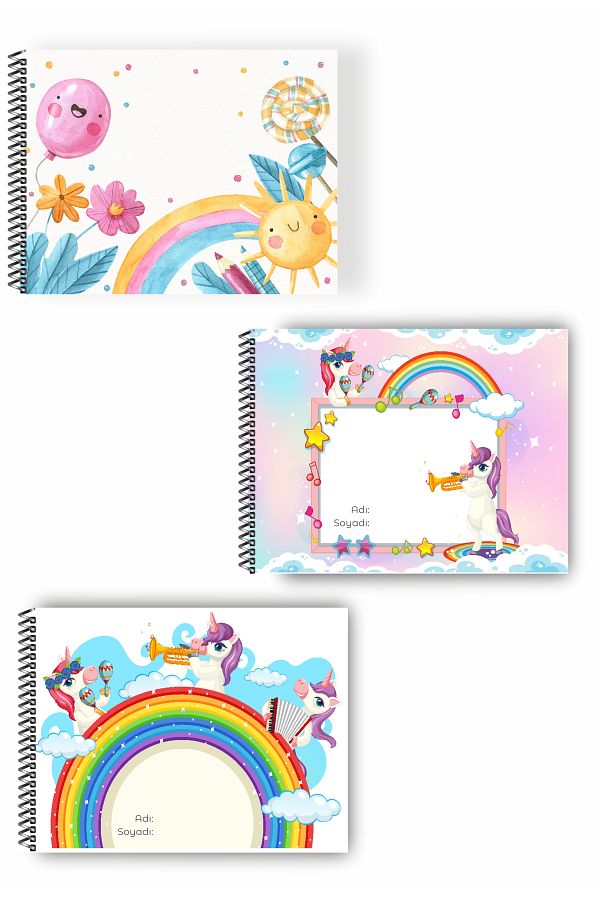 printkonsept-Set of 3 - Small Spiral Picture Notebook 15 Sheets, 17*24 1