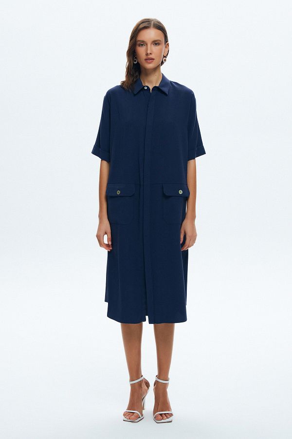 Love My Body-Pocketed Shirt Dress 1