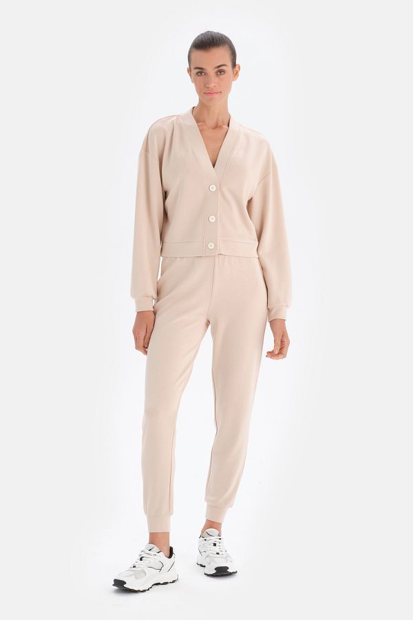 Dagi-Ecru Jogger Leg Sweatpants 1