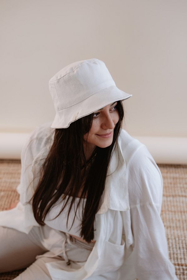 White canvas bucket hat cheap