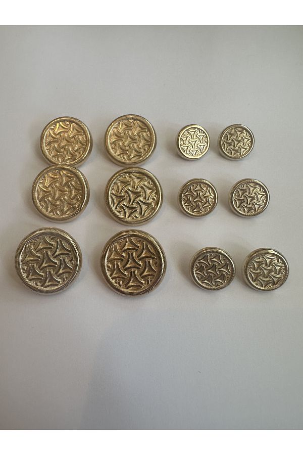 aensia-Triangular Embossed Design Button on Gold Gold - Pack of 12 (6 Large+6 Small) 1