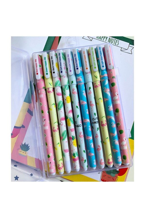 Behappycraft by Woohoobox-Pack of 10 Unicorn and Flamingo Design Ballpoint Pens 1
