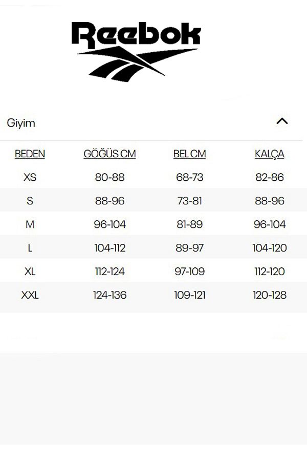 Reebok t shirt size chart discount
