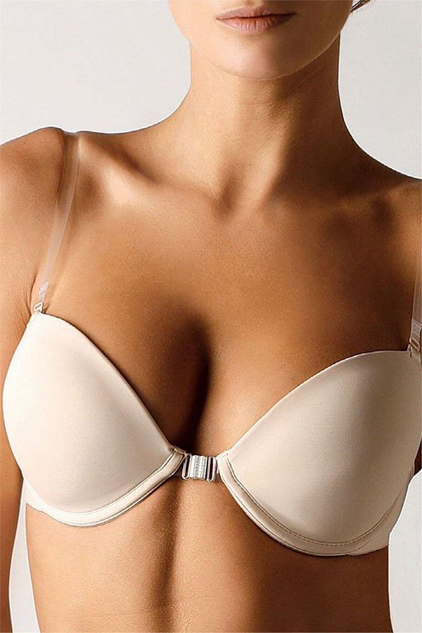 Magic Form-Skin Front Clip Back and Strap Push-Up Bra with Transparent Sponge C2T0N3O0 1