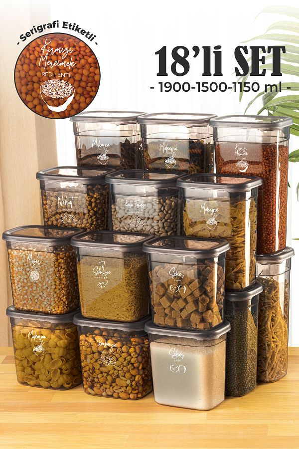 Vienev-18 Pieces Peggy Rectangular Storage Container Set 6x( 1900ml, 1500ml, 1150ml ) with Label 1