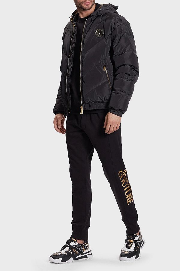 VERSACE JEANS COUTURE Feather Filled Hooded Regular Fit Puffer