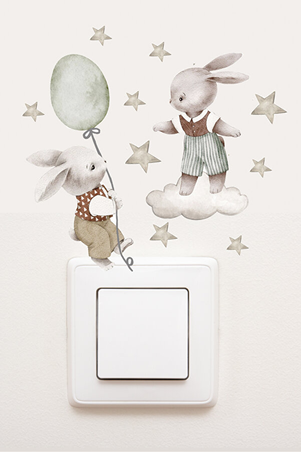 Sim Tasarım - Priz - Harikalar Diyarında Tavşanlar Dekoratif Priz Sticker