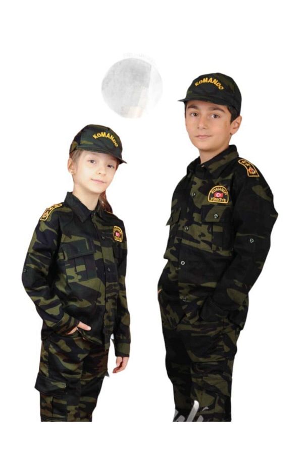asil türk-Costum militar de camuflaj kaki pentru copii 1