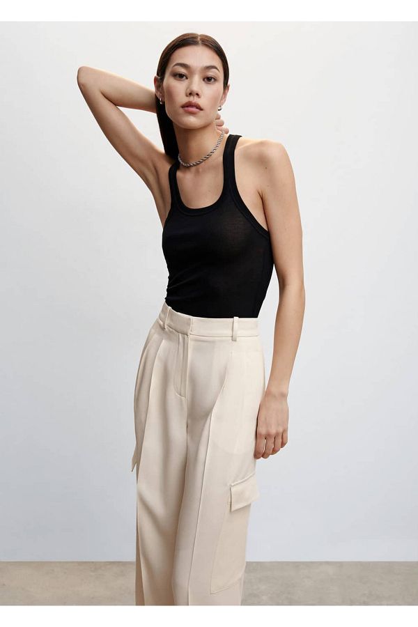 MANGO Woman-Pantaloni cargo cu picioare largi 1