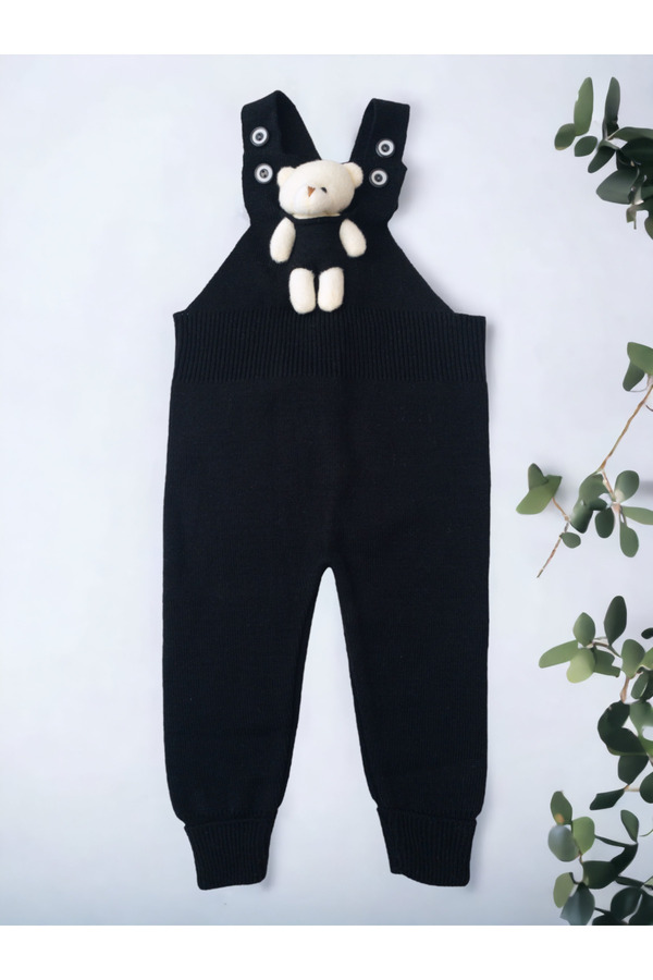 gogo bici Ayıcıklı Düğmeli Bebek Çocuk Triko Tayt Salopet