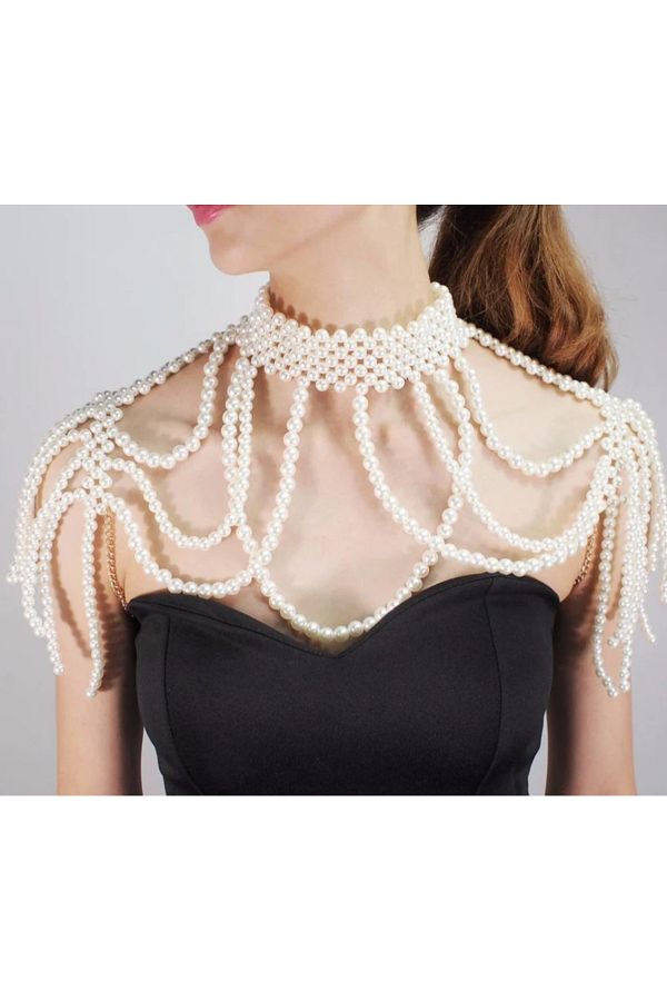 es moda shop Pearl pearl shoulder necklace white Trendyol