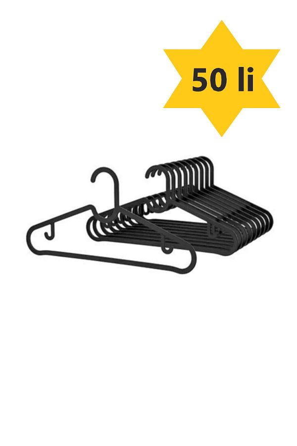 long way-Clothes Hanger Scarf Hanger Shirt T-Shirt Hanger Unbreakable 50 Piece Set Black 50pcs Black Ince_aski 1