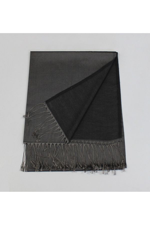 Mısırlı-Smoked Black Silk Look Cocoon Shawl 1