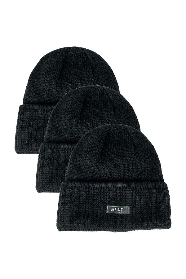 Line Smart-3-Piece Men's Black Winter Beanie 1
