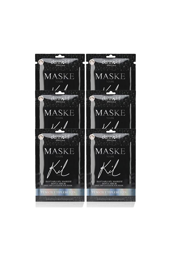 Dermokil-DERMOKİL Peelable Black Clay Face Mask with Caviar 15 ml (For All Skin Types) 6 Pieces 1