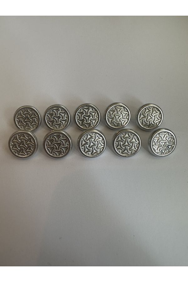 aensia-Silver Silver 23Boy Metal Button - Triangular Embossed Design, Trench Coat Jacket Button - Pack of 10 1