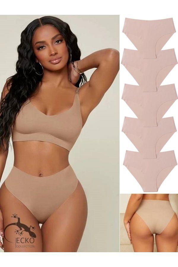 Papatya-Women's Laser Cut Seamless Flexible Non-marking Anti-Sweat Absorbent 5-Piece Laser Panties 1