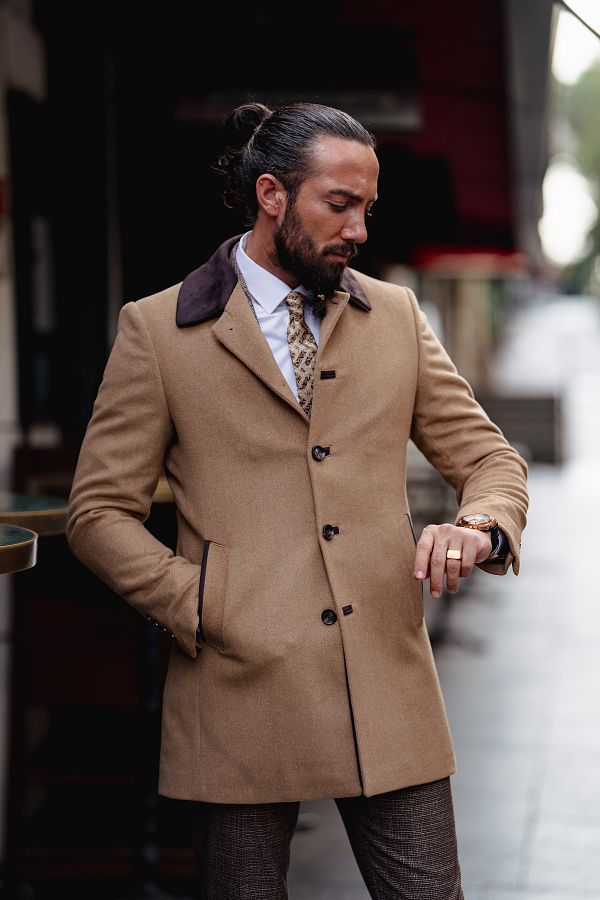 Slim fit wool overcoat hot sale