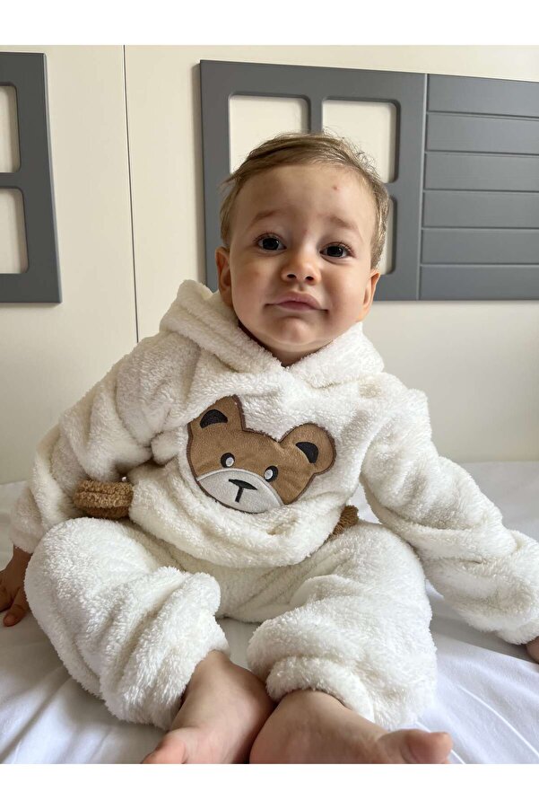Minizade Kışlık Peluş Welsoft Cepli Kapüşonlu Bebek Takımı